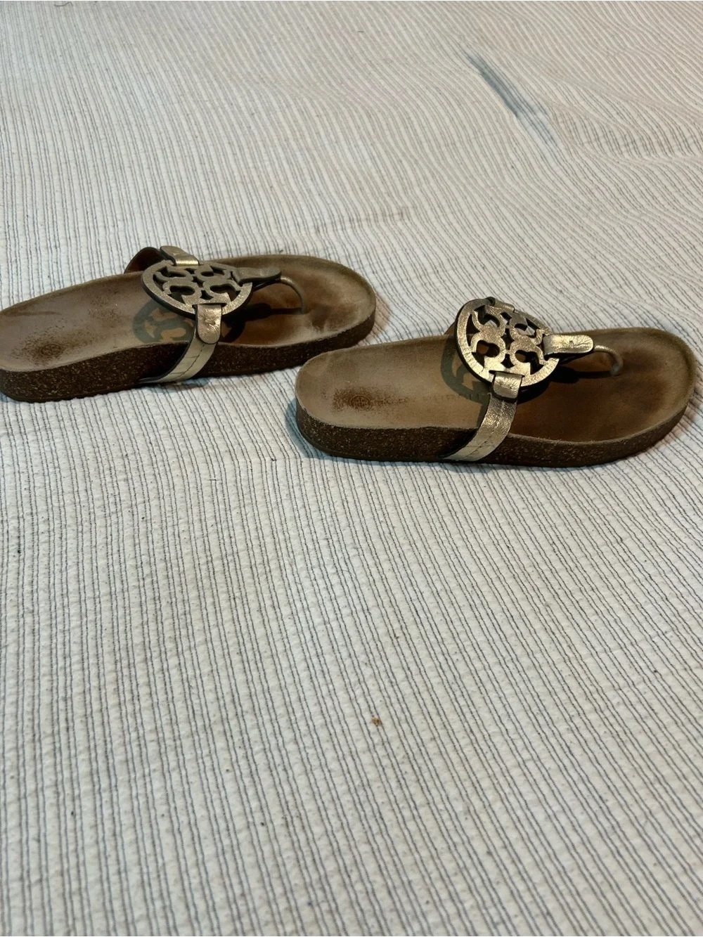 Tory Burch Metallic Gold Miller Cloud Women's Toe-Post Sandals